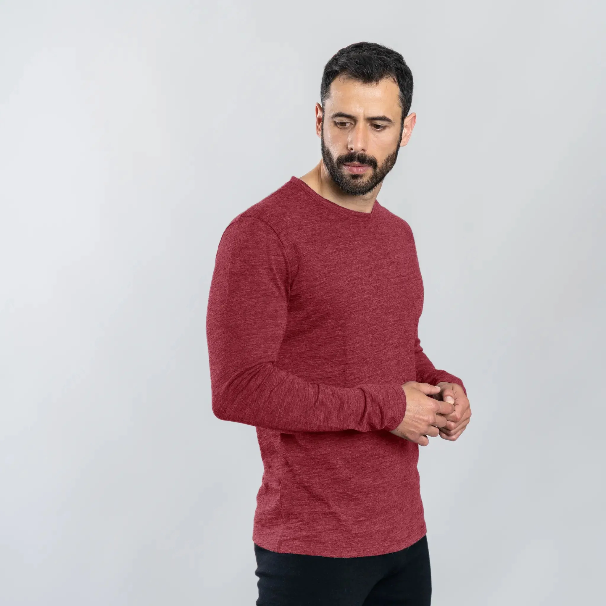 3 Pack Bundle - Men's Alpaca Wool Long Sleeve T-Shirt: 160 Ultralight - Image 12