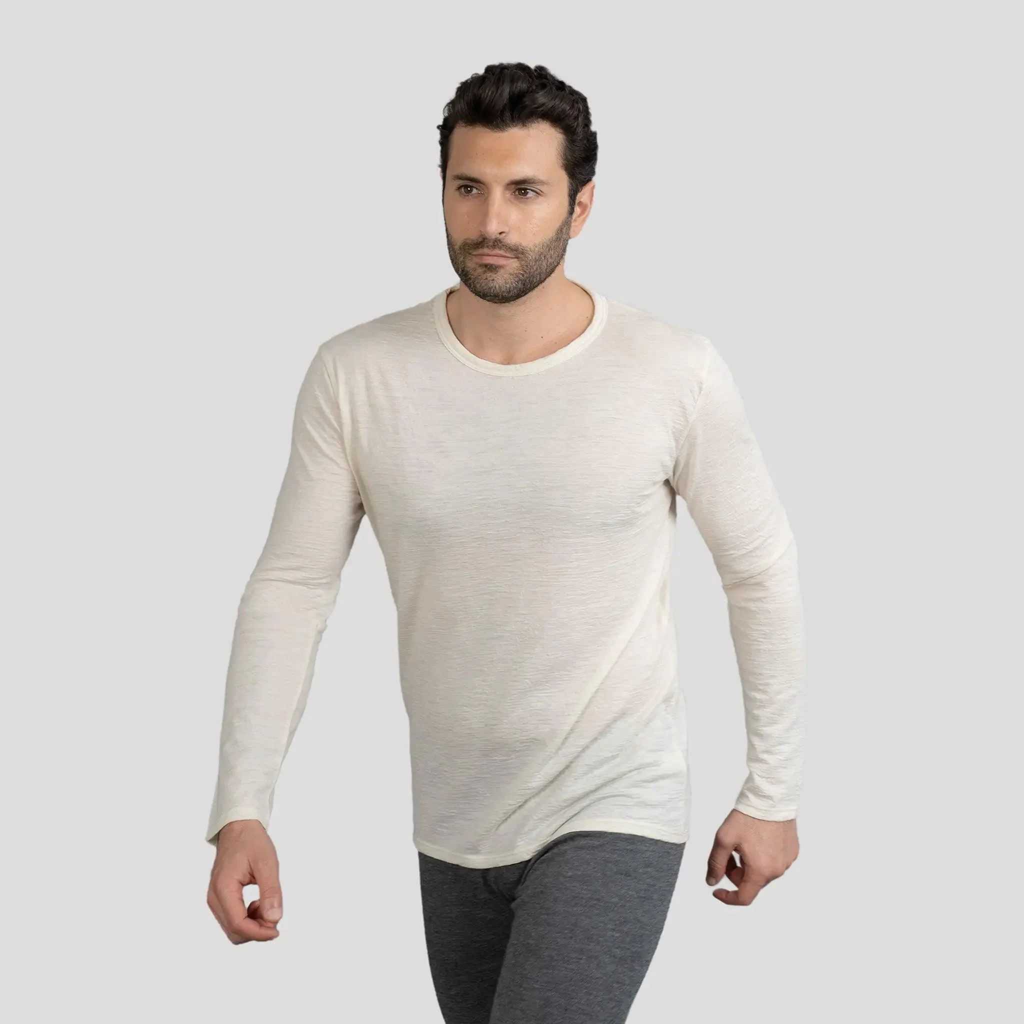 Men's Alpaca Wool Long Sleeve T-Shirt: 160 Ultralight - Image 10