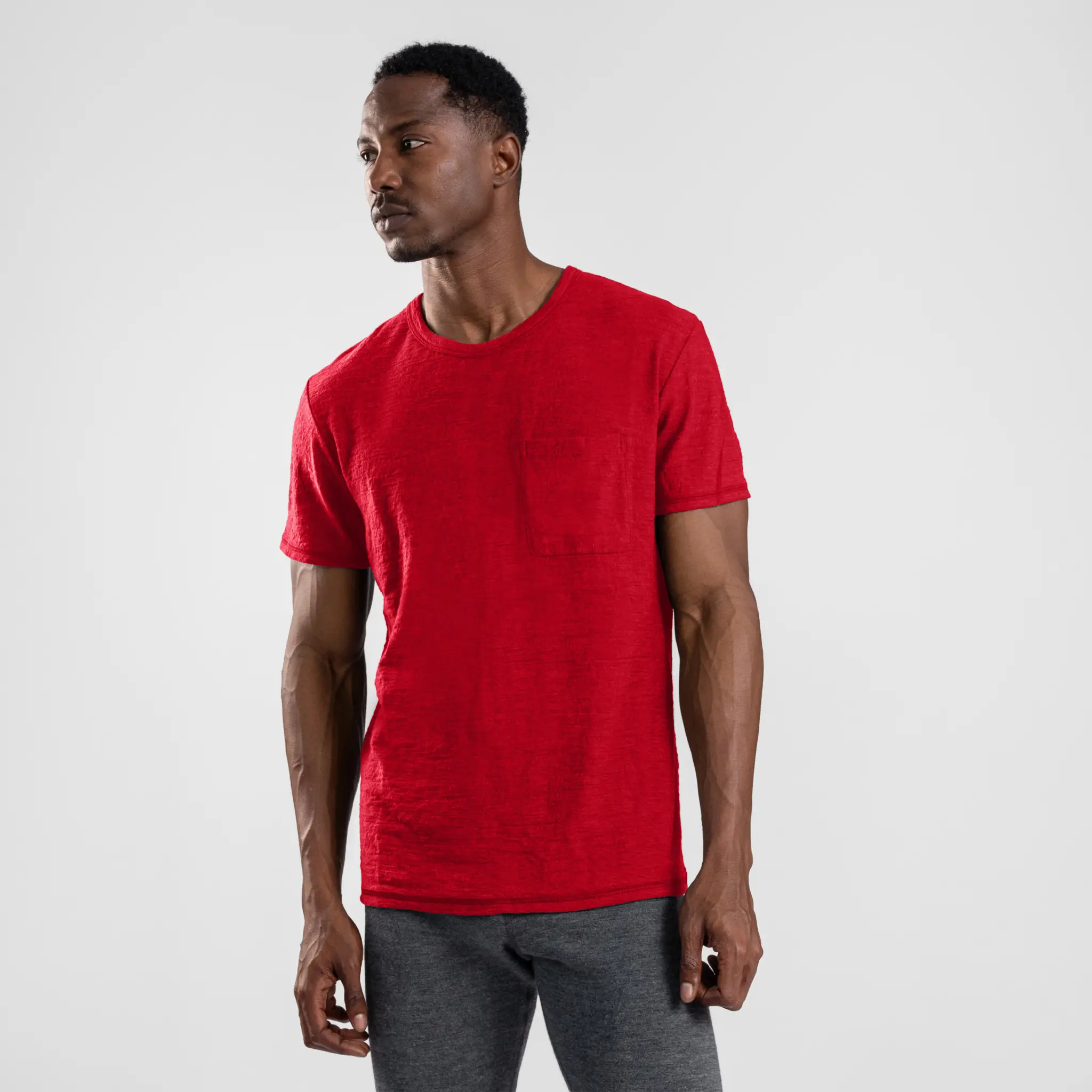 Men's Alpaca Wool Pocket T-Shirt: 160 Ultralight Crew Neck - Image 17