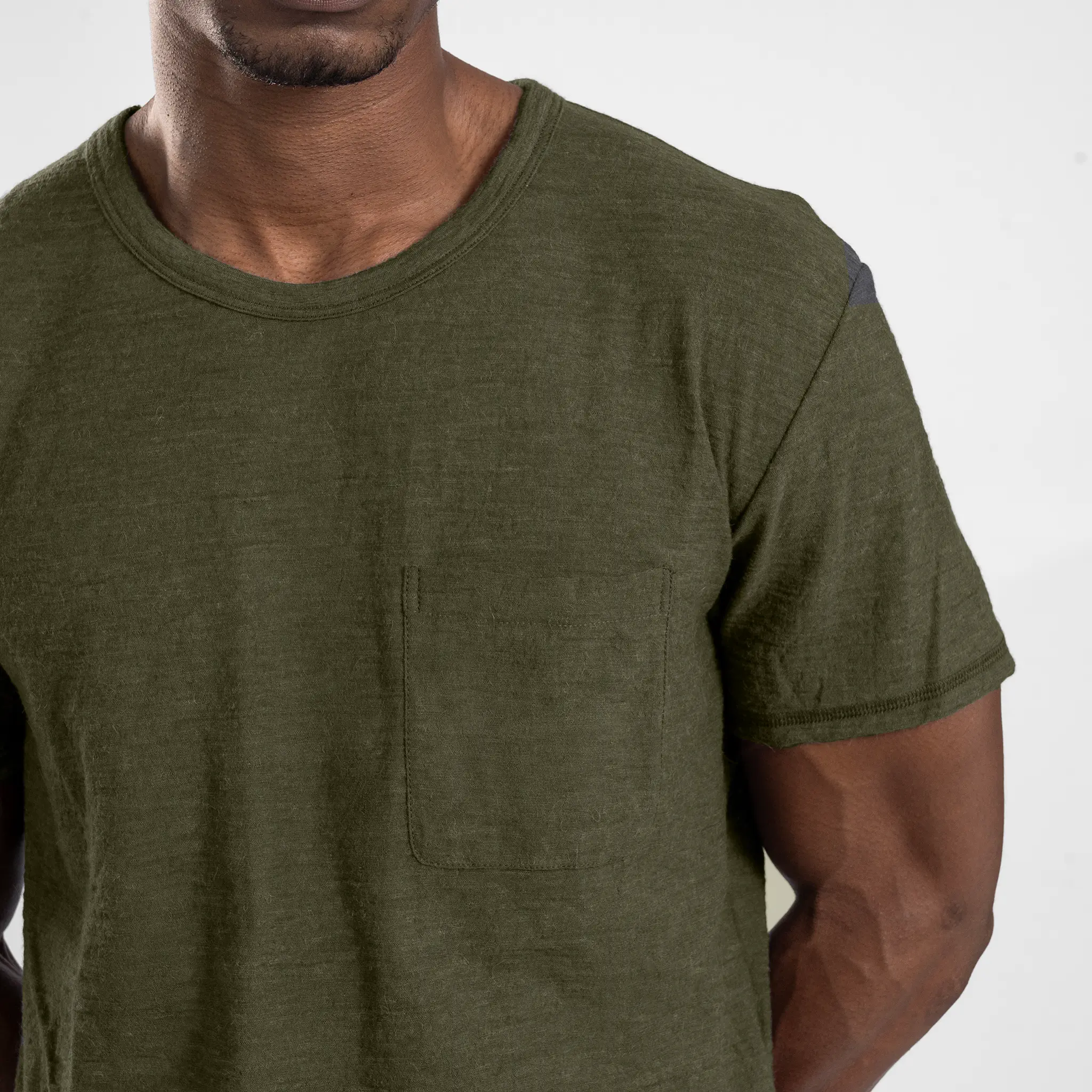 Men's Alpaca Wool Pocket T-Shirt: 160 Ultralight Crew Neck - Image 36