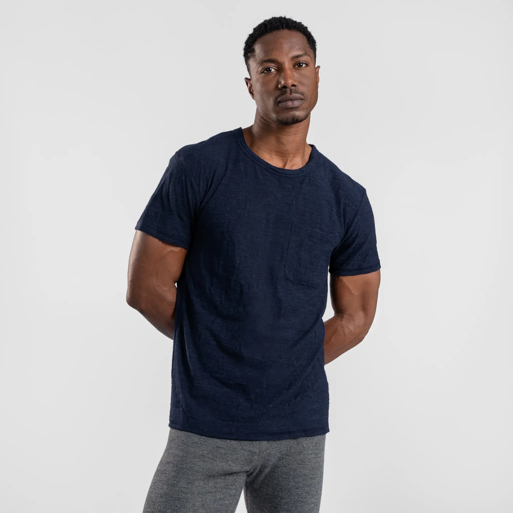 Men's Alpaca Wool Pocket T-Shirt: 160 Ultralight Crew Neck - Image 5