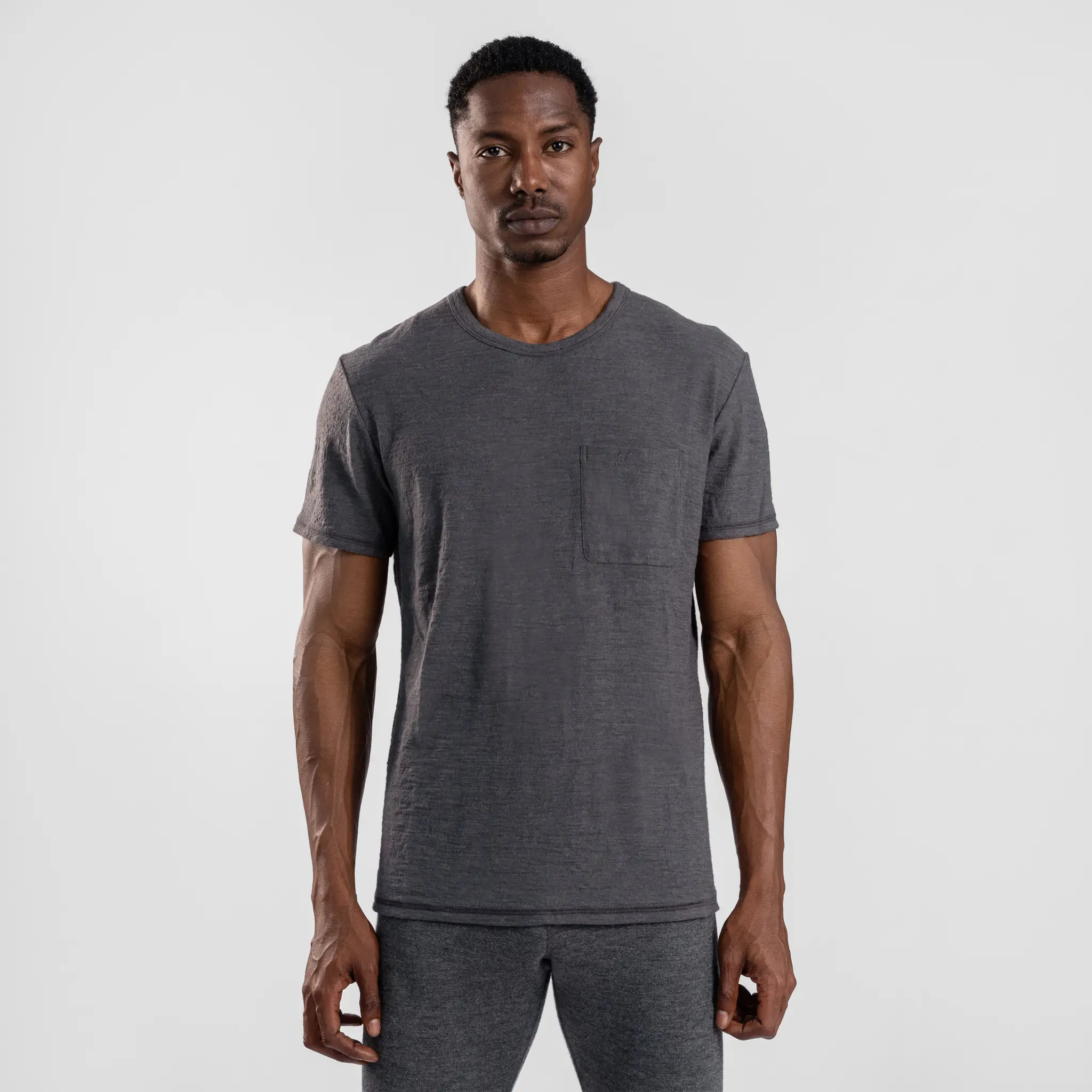 Men's Alpaca Wool Pocket T-Shirt: 160 Ultralight Crew Neck - Image 9