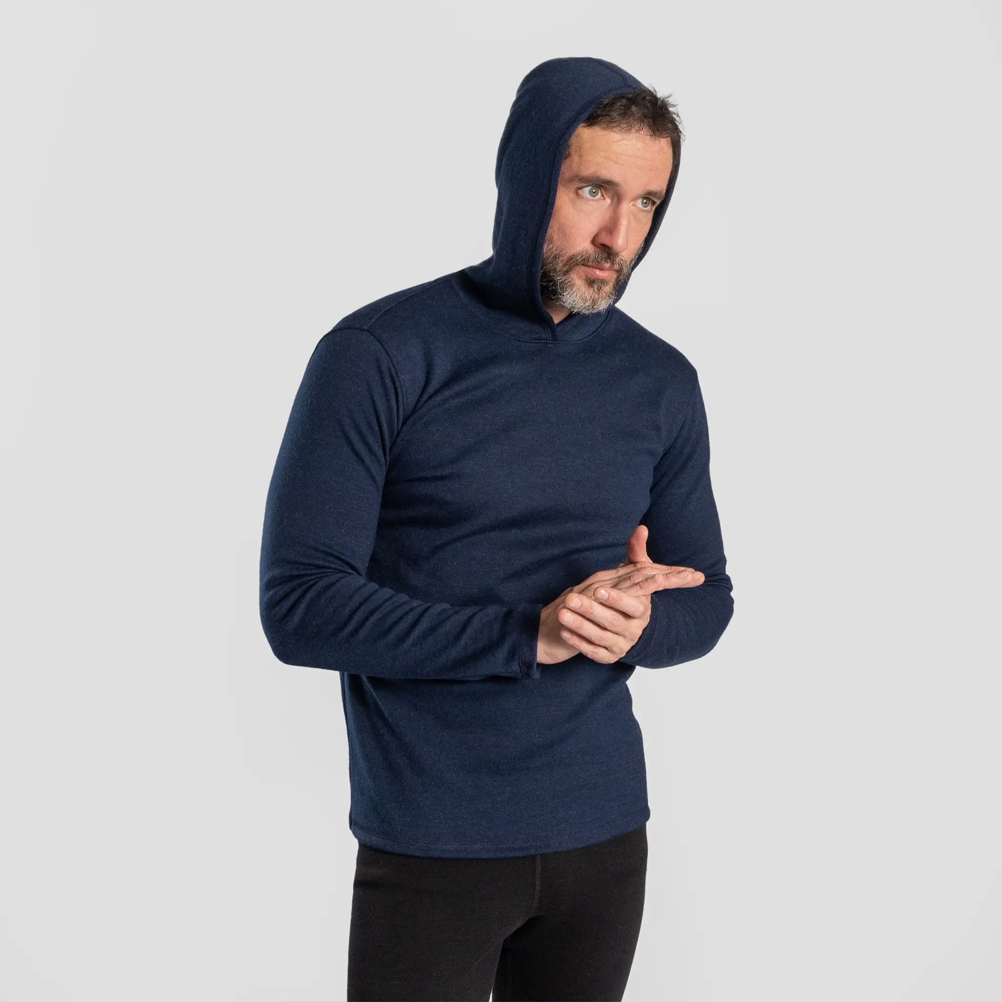 Men's Alpaca Wool Pullover Hoodie: 420 Midweight - Image 11