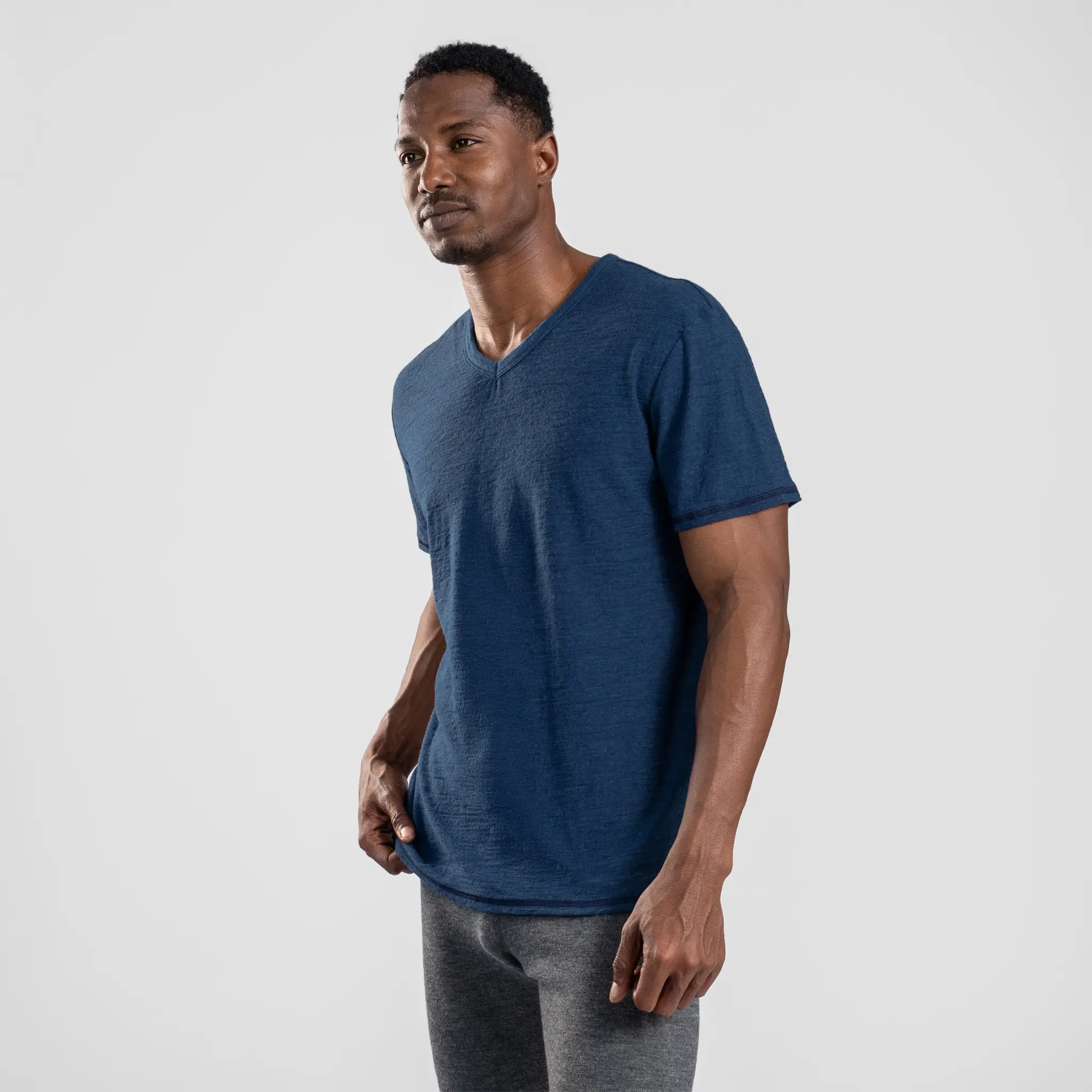 Men's Alpaca Wool T-Shirt: 160 Ultralight V-Neck - Image 30