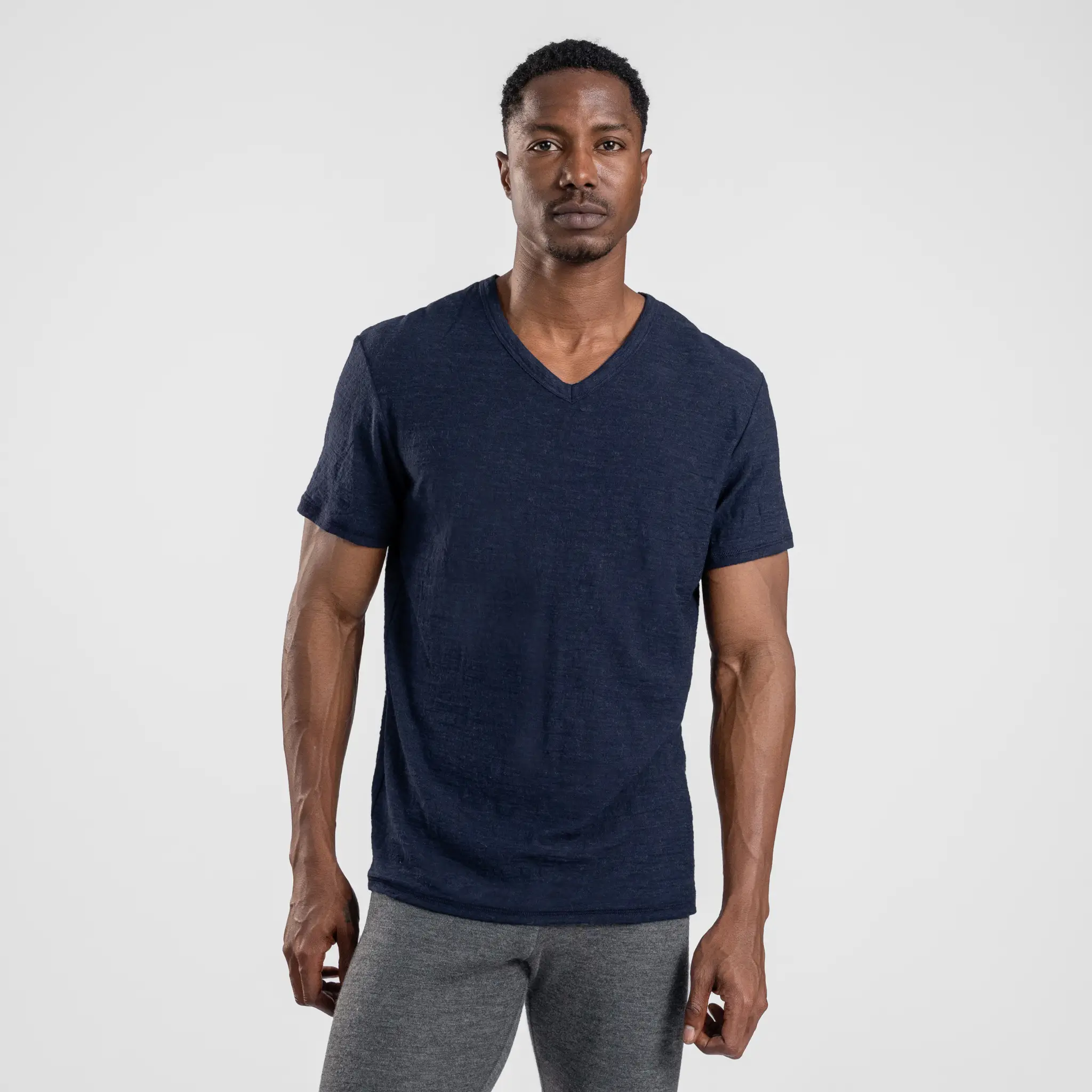 Men's Alpaca Wool T-Shirt: 160 Ultralight V-Neck - Image 36