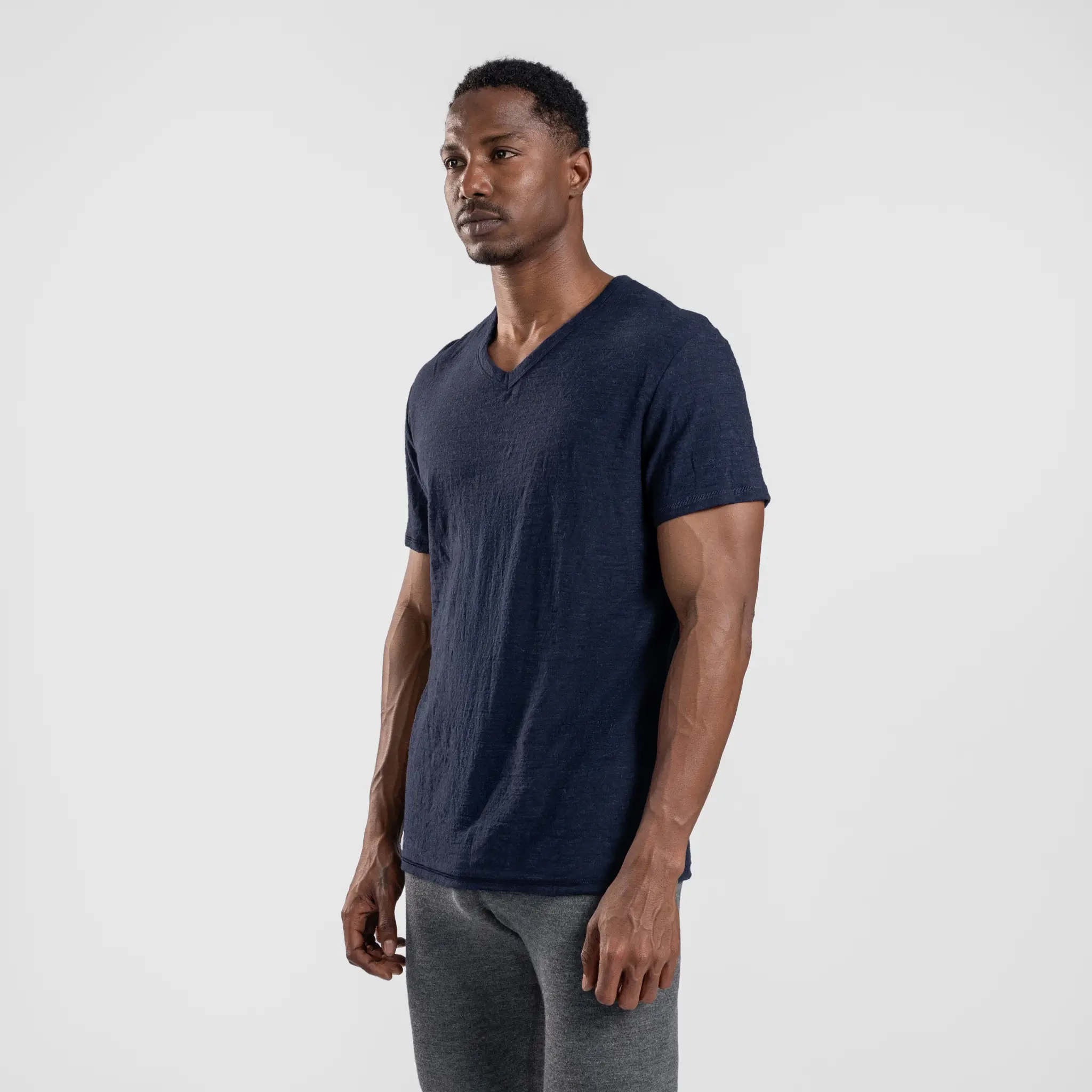 Men's Alpaca Wool T-Shirt: 160 Ultralight V-Neck - Image 37