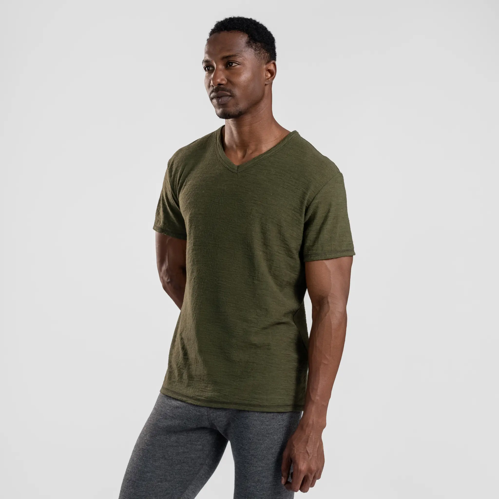 Men's Alpaca Wool T-Shirt: 160 Ultralight V-Neck - Image 41