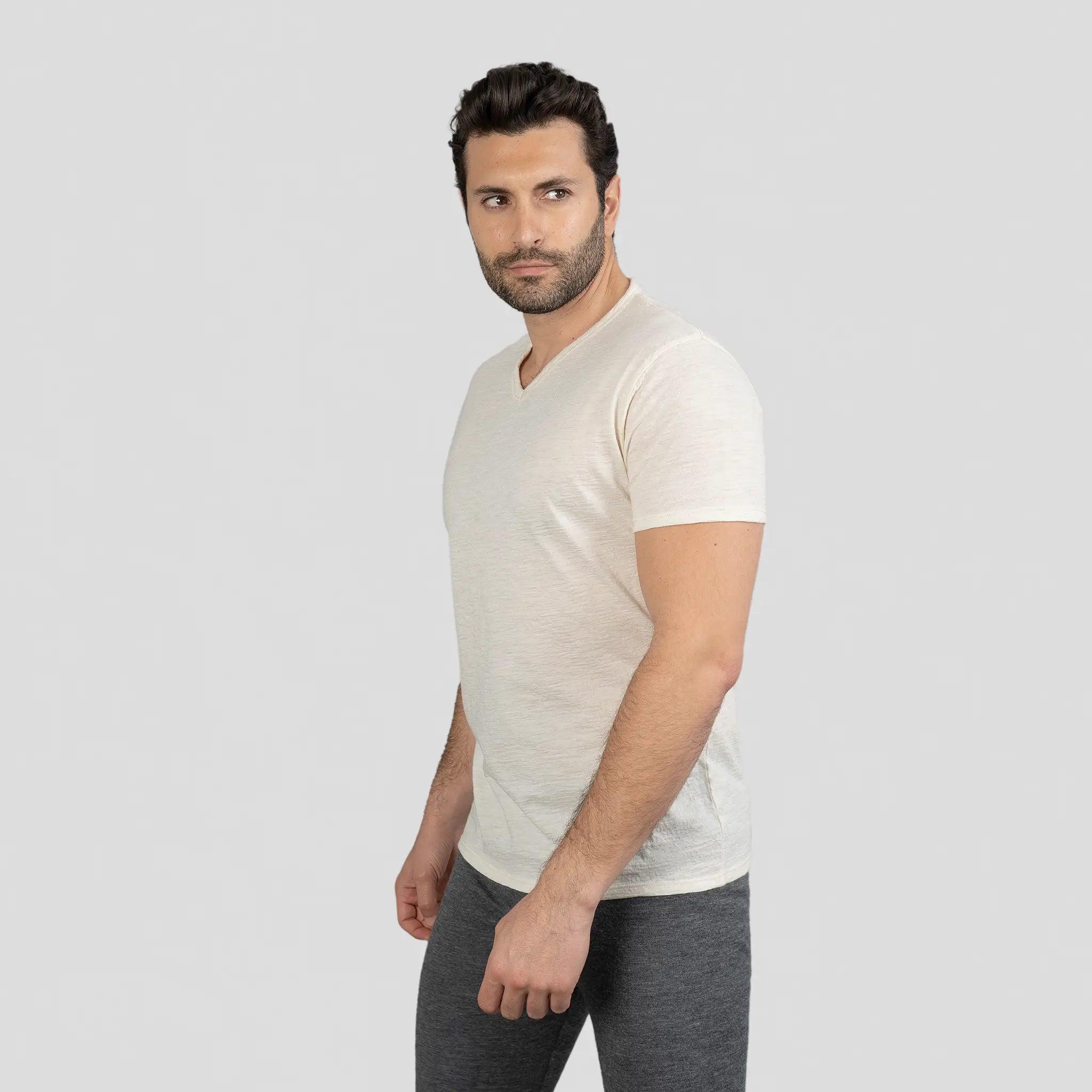 3 Pack Bundle - Men's Alpaca Wool T-Shirt: 160 Ultralight V-Neck - Image 16