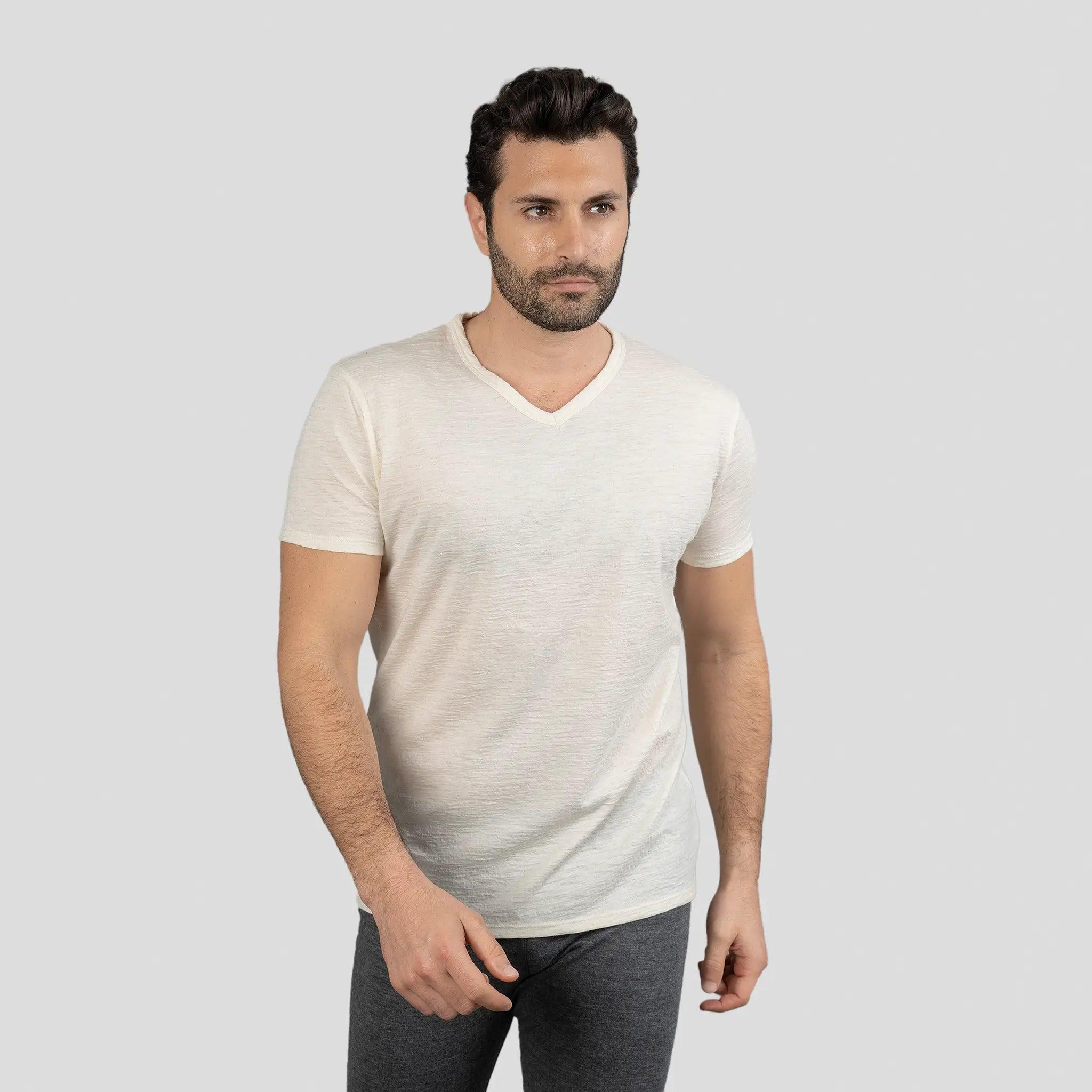 3 Pack Bundle - Men's Alpaca Wool T-Shirt: 160 Ultralight V-Neck - Image 15
