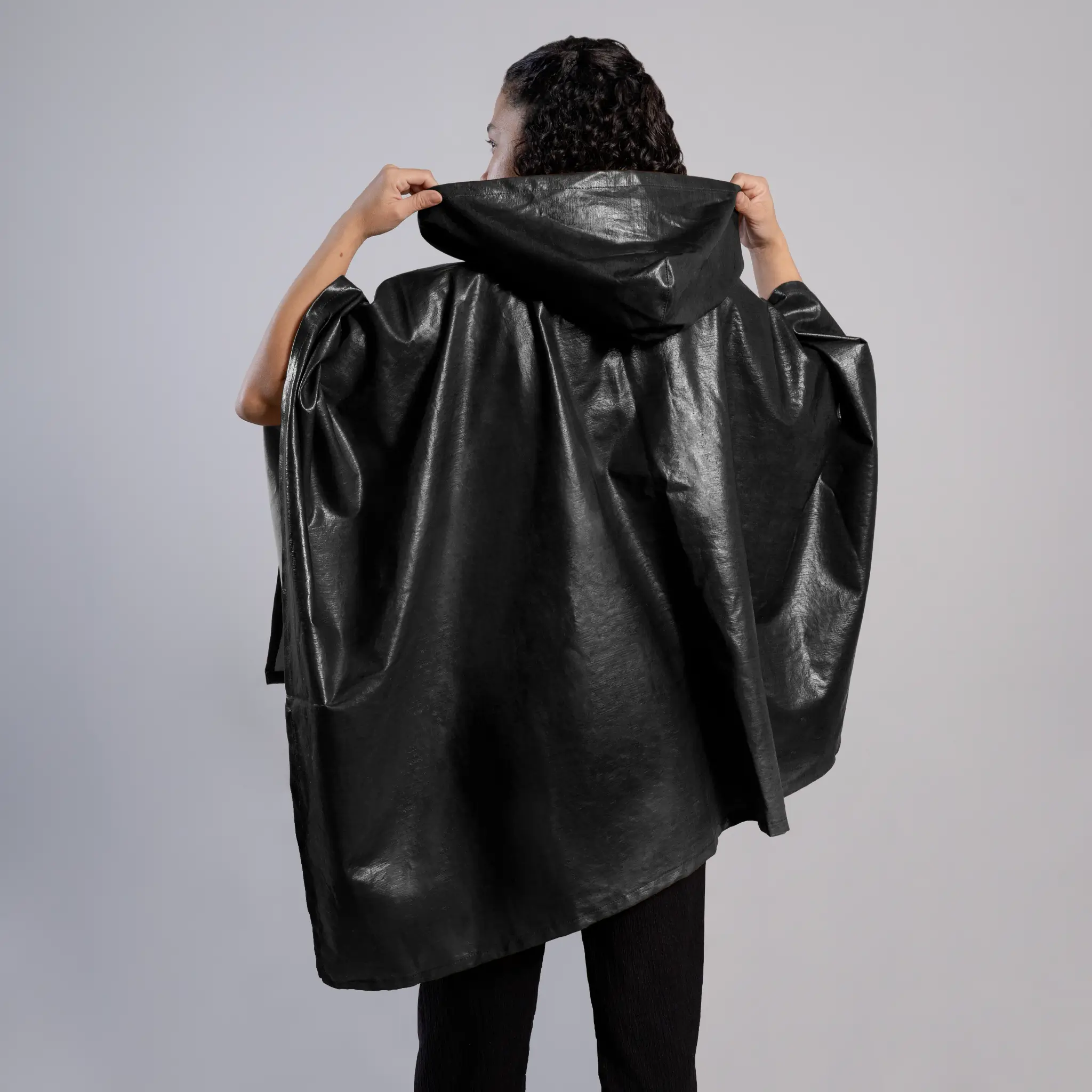 Plastic-Free Waterproof Hooded Rain Poncho - Image 4