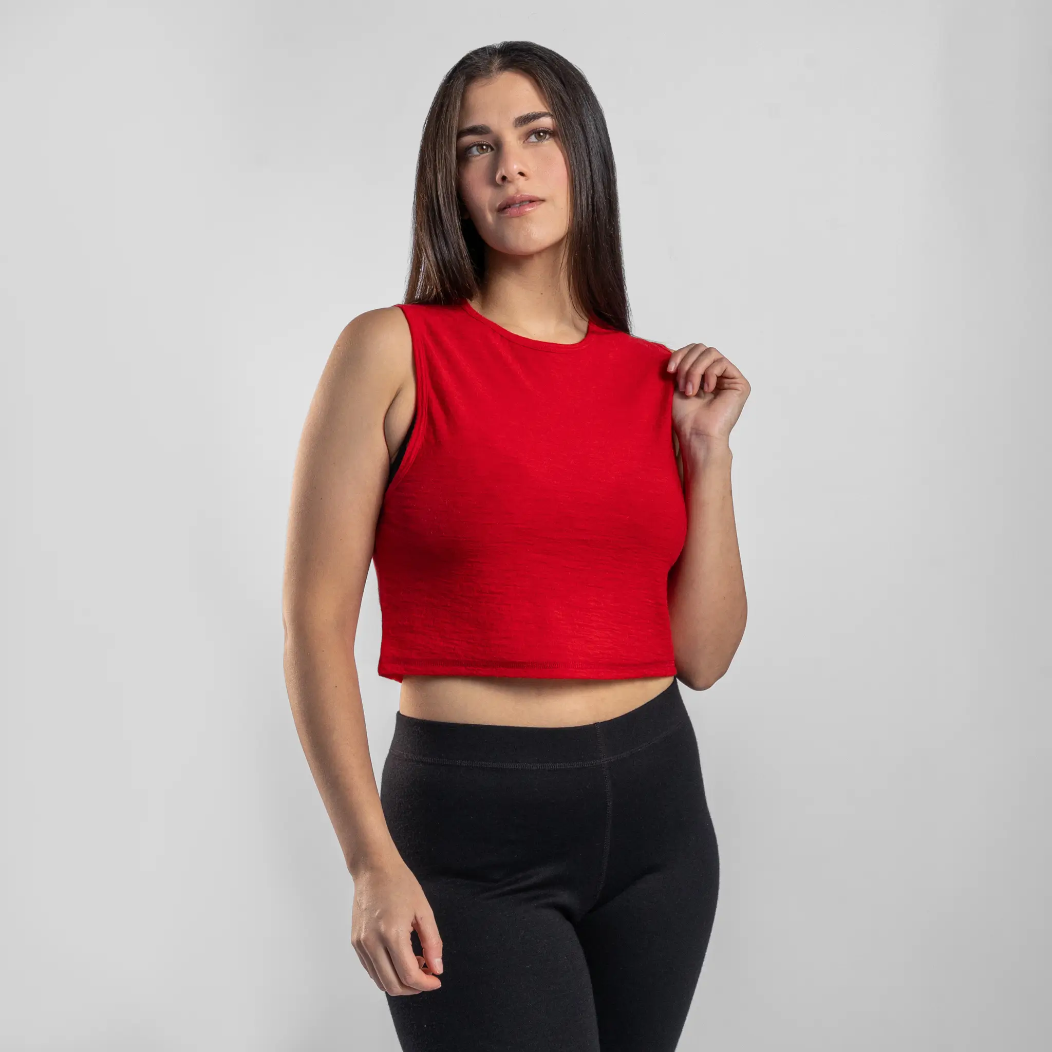 Women's Alpaca Wool Crop Tank Top: 160 Ultralight - Image 25
