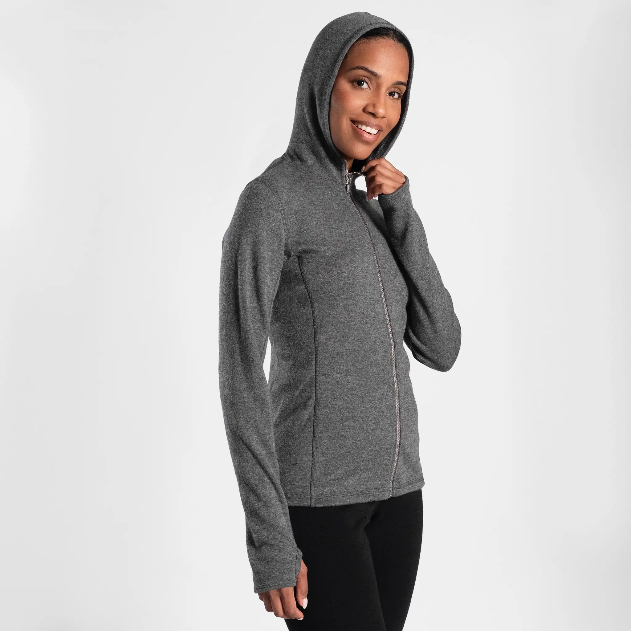 Women's Alpaca Wool Hoodie Jacket: 420 Midweight Full-Zip - Image 10