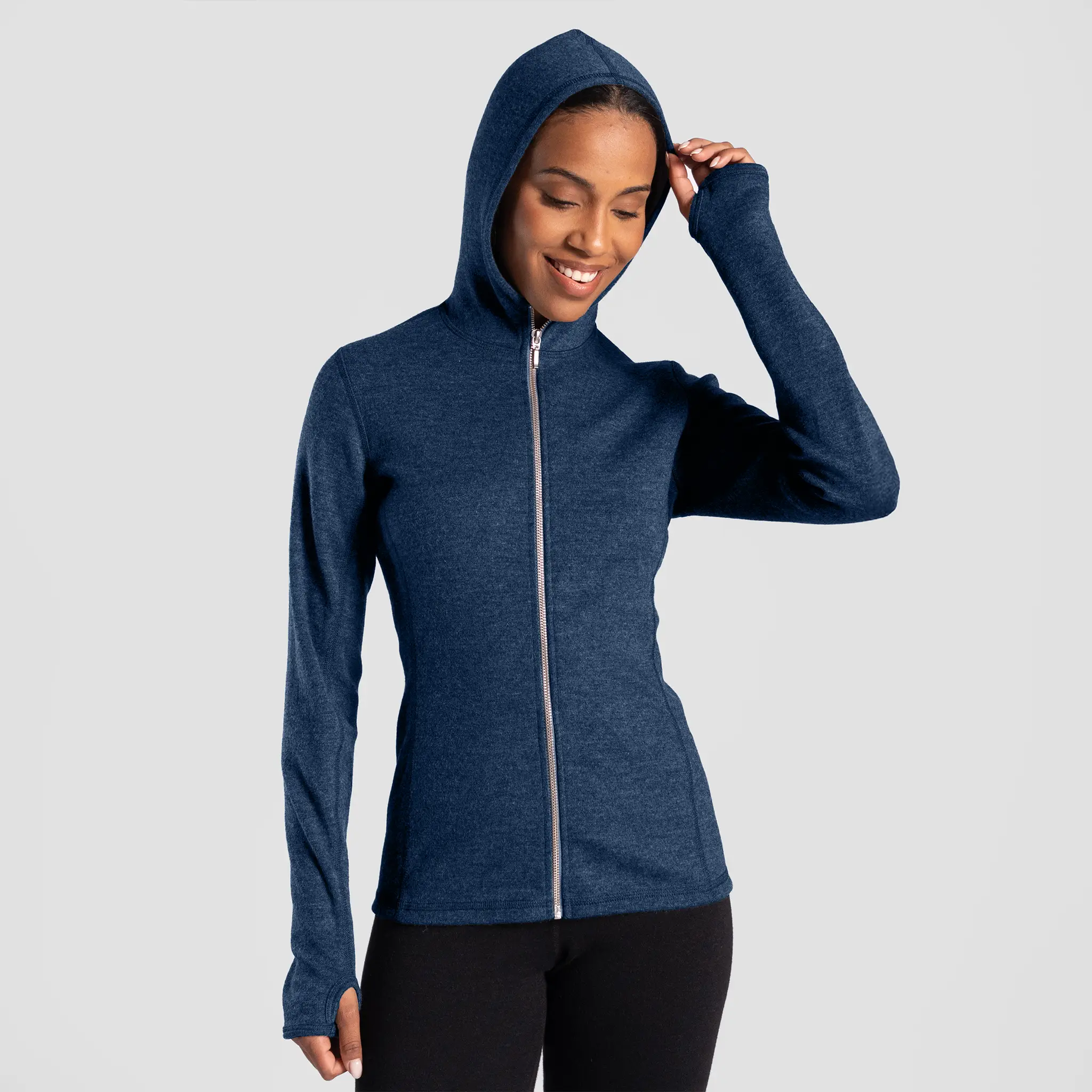 Women's Alpaca Wool Hoodie Jacket: 420 Midweight Full-Zip - Image 14