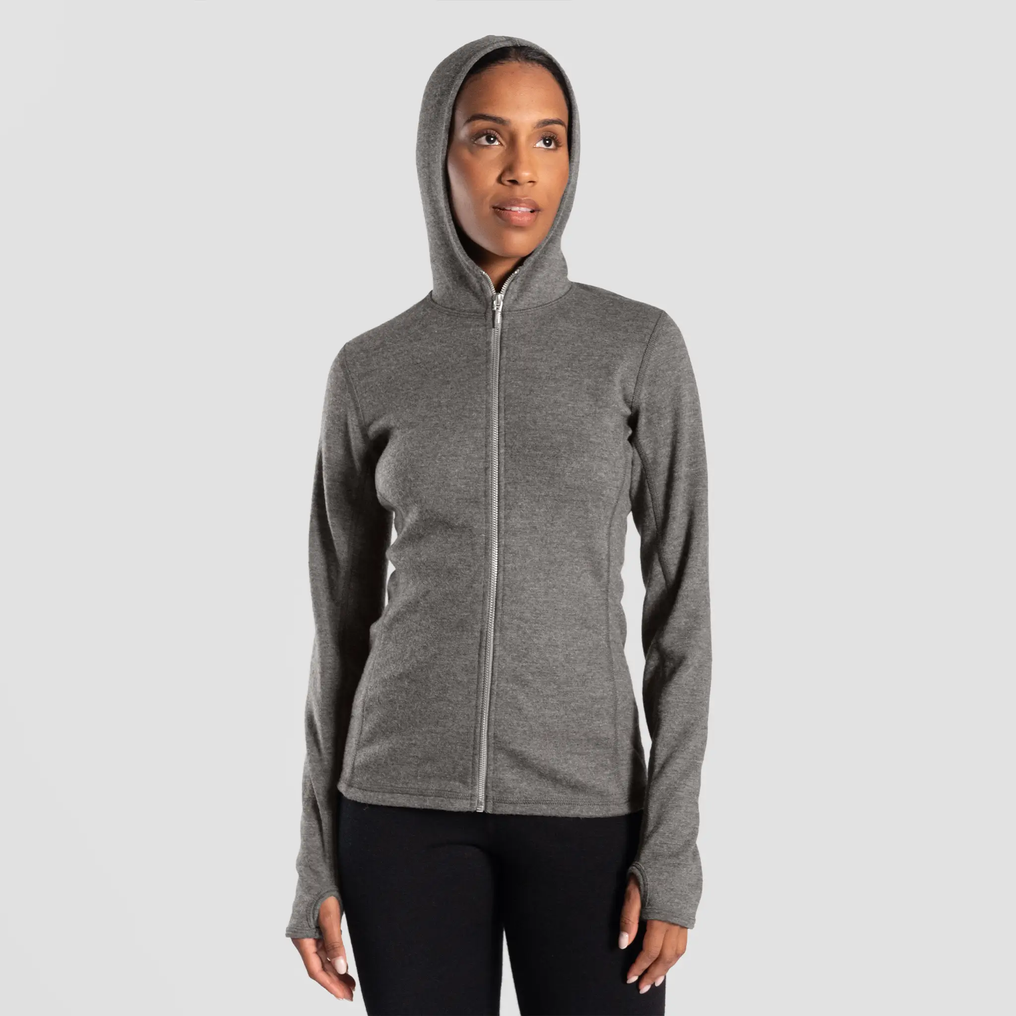 Women's Alpaca Wool Hoodie Jacket: 420 Midweight Full-Zip - Image 17