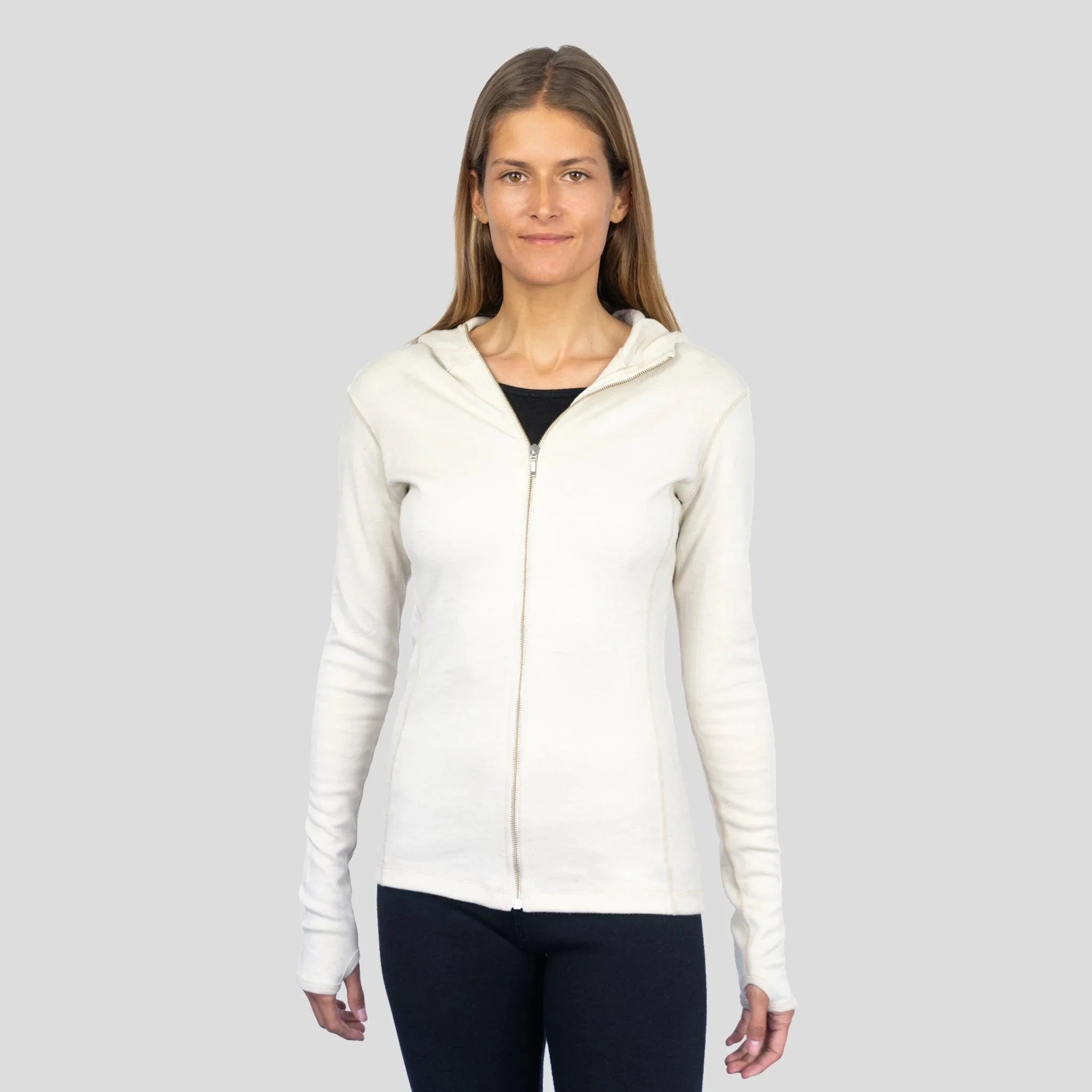 Women's Alpaca Wool Hoodie Jacket: 420 Midweight Full-Zip - Image 3
