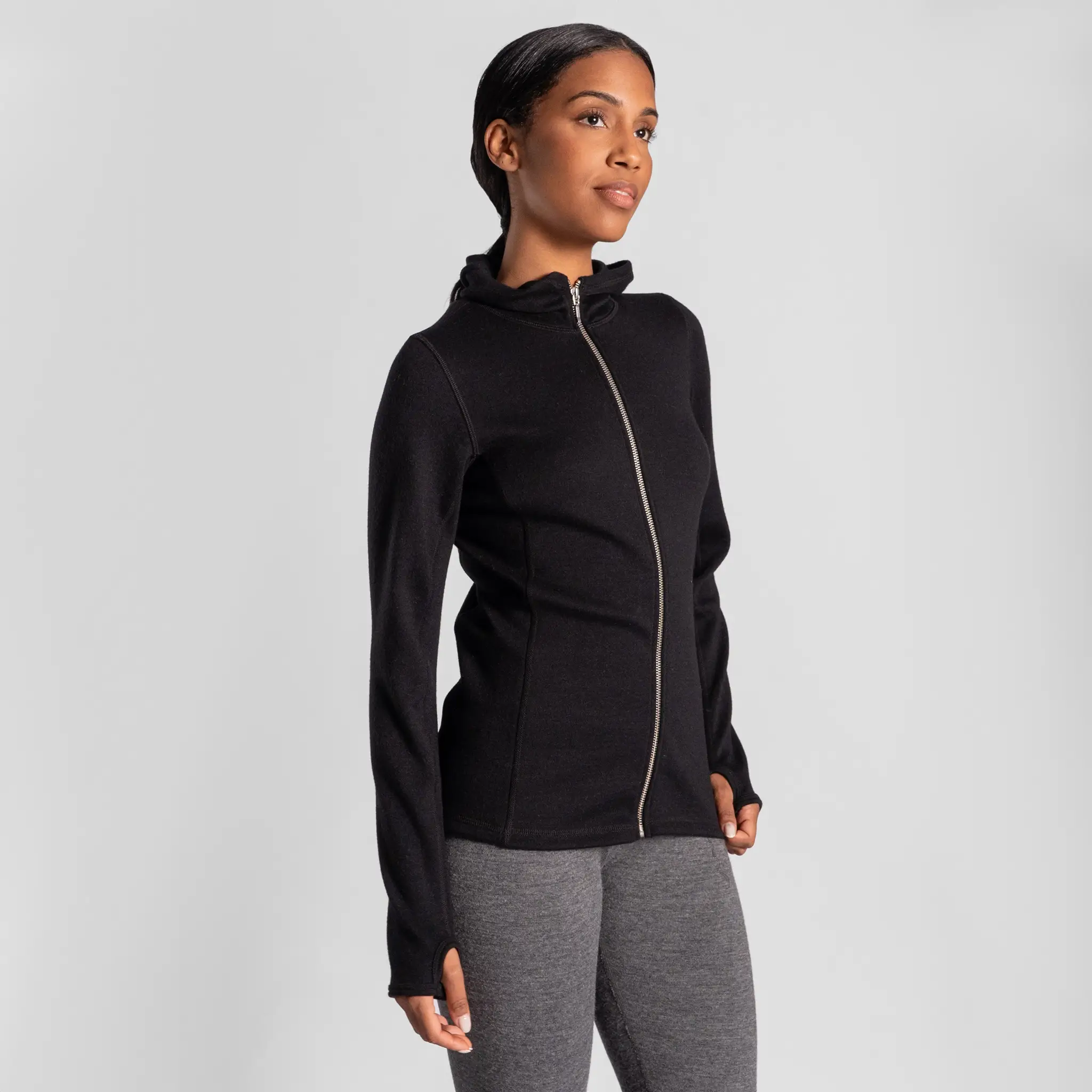 Women's Alpaca Wool Hoodie Jacket: 420 Midweight Full-Zip - Image 6